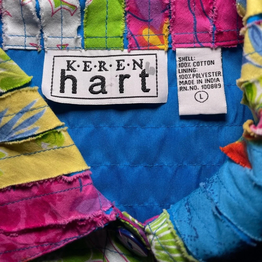 Keren Hart Vintage Rainbow Light Buttoned Multicolor Cotton Jacket Women’s Large - Picture 6 of 9